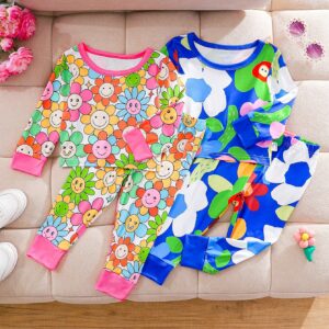 4-Piece Floral & Dopamine Print Set for Baby Girls: Colorful Fall/Winter Style | Cute Casual Outfit for Trendy Toddler Comfort