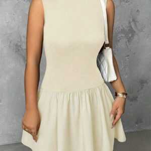 Women's Color Block Daily Dress: Privé Sleeveless Simplicity | Chic Everyday Wear for Modern Wardrobes