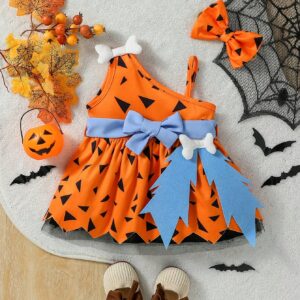 2-Piece Halloween Romper Set for Baby Boys & Girls: Orange Festive Style | Unique Outfit for Trendy Toddler Holiday Fun