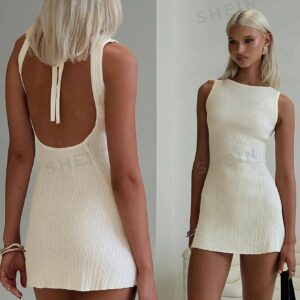 Backless Mini Dress for Women: Elegant Tie Strap Design | Chic Evening Wear for Cocktail Parties and Nights Out