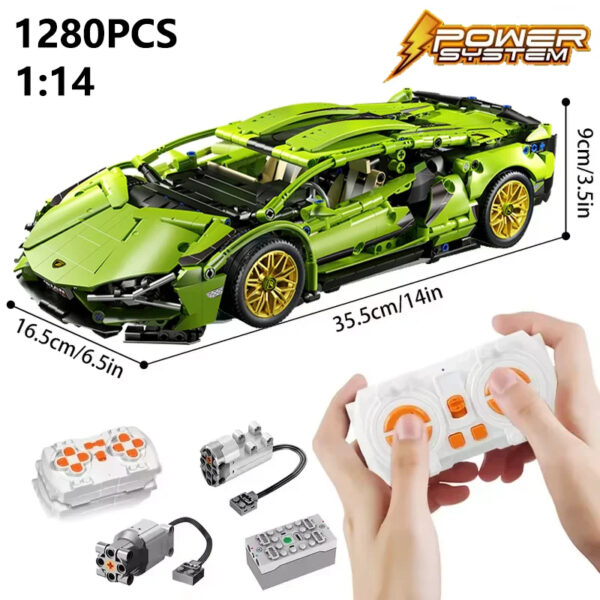 RC Supercar Building Kit for Teens: 1:14 Scale Technical Model | 1280-Piece Mechanical Racing Vehicle Puzzle for Car Enthusiasts