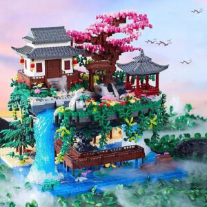 Cherry Blossom Tree House Building Set – 3320PCS Waterfall Garden Architecture Blocks with Lights, Perfect Gift for Kids