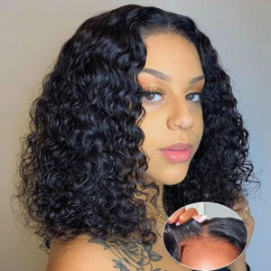 13x4 Loose Water Wave Bob Wig for Women: Brazilian Human Hair | Glueless Short Curly Lace Front for Ready-to-Wear Natural Style