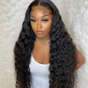 40 Inch Deep Wave Wig for Women: Brazilian 13x6 HD Lace Front | Pre-Plucked Curly Human Hair with Transparent Frontal, Extra-Long Glamour