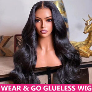 Wear-and-Go Body Wave Wig for Women: 6x4 Glueless Curly Style | Pre-Bleached 5x5 HD Lace Front for Easy, Natural-Looking Glamour