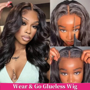 5x5 Lace Closure Wig for Black Women: 6x4 Glueless Human Hair | Pre-Plucked Transparent Front for Easy Wear-and-Go Natural Style