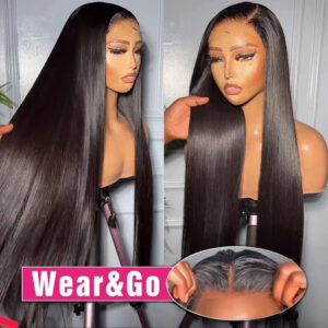 Wear-and-Go Bone Straight Wig for Women: 6x4 Glueless Brazilian Hair | Pre-Plucked 4x4 Lace Closure for Easy, Sleek Natural Style