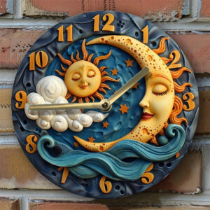 Sun And Moon Themed Silent Wall Clock -Aluminum, Diy Decor For Office & Home, Perfect Gift For Boys  clocks wall home decor