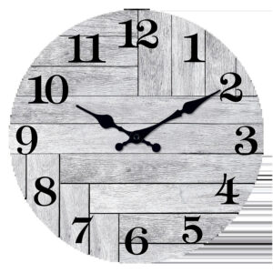 Vintage Distressed Wooden Wall Clock Living Room Bedroom Kitchen Home Decor Wall Clock Silent Quartz Clock Holiday Gift 10inch 12inch 14inch 16inch (No Battery)