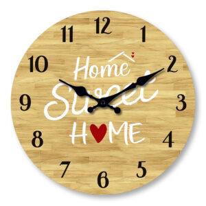 1pc wooden wall clock, Sweet home design wall clock, non-ticking silent clock, home decoration, living room and study decoration